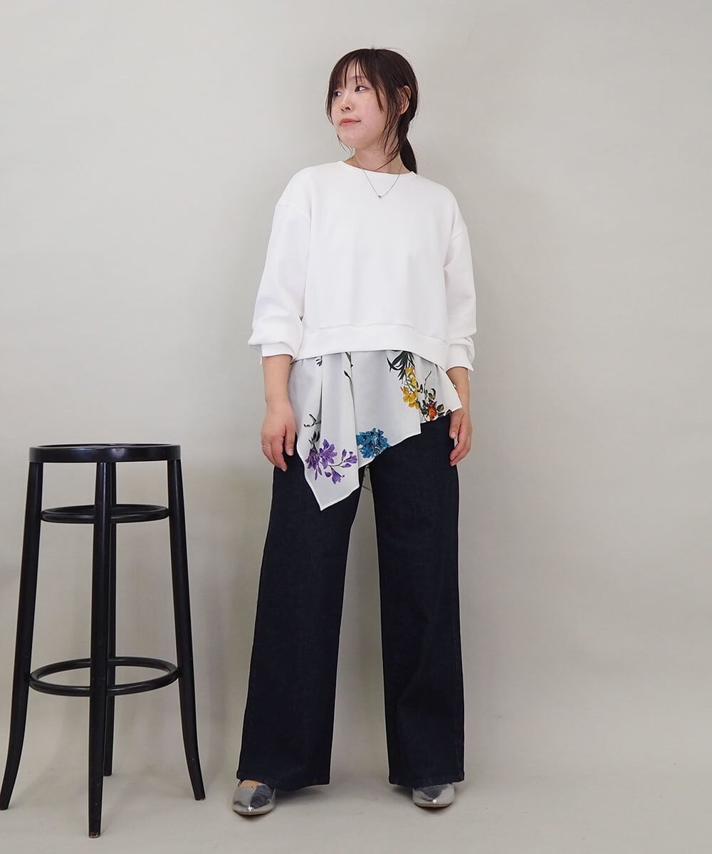 ZMKEE08118 al'aise modulation(アレーズモジュレーション) 異素材ドッキングフラワープルオーバー ホワイト