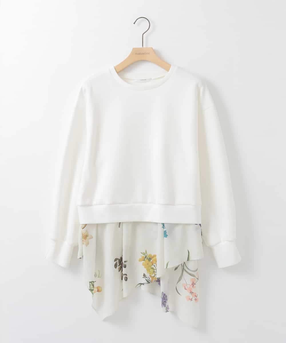 ZMKEE08118 al'aise modulation(アレーズモジュレーション) 異素材ドッキングプルオーバー ホワイト