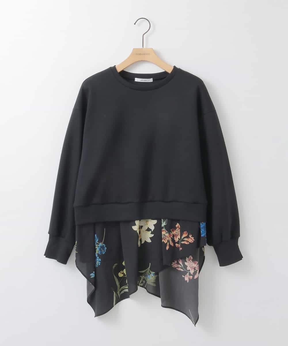 ZMKEE08118 al'aise modulation(アレーズモジュレーション) 異素材ドッキングプルオーバー ブラック