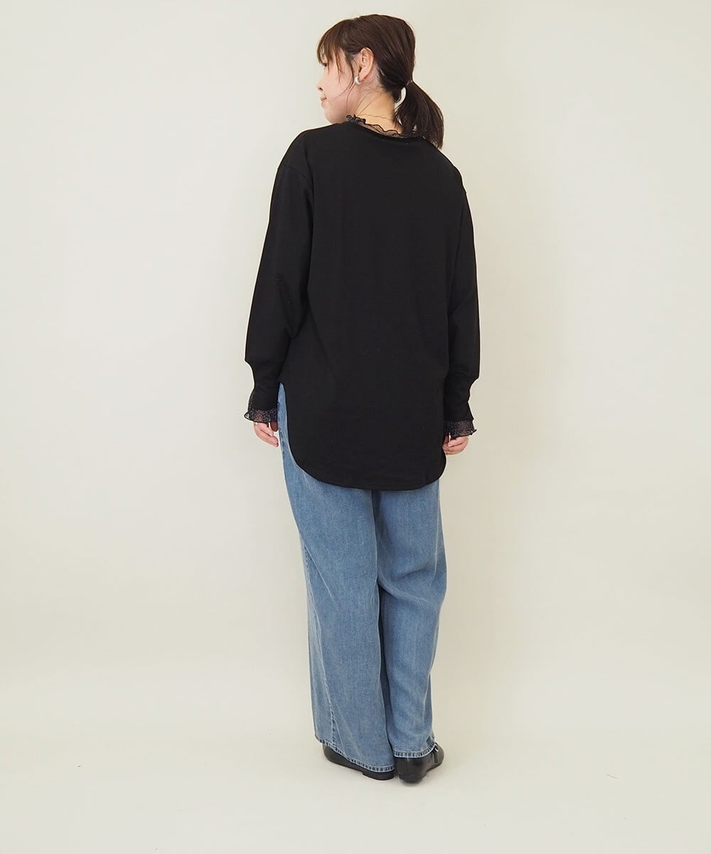 ZMKEE09079 al'aise modulation(アレーズモジュレーション) フロッキーレイヤードロンT ブラック