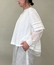 ZMKEE10098 al'aise modulation(アレーズモジュレーション) 異素材切り替えスリーブカットソー ホワイト