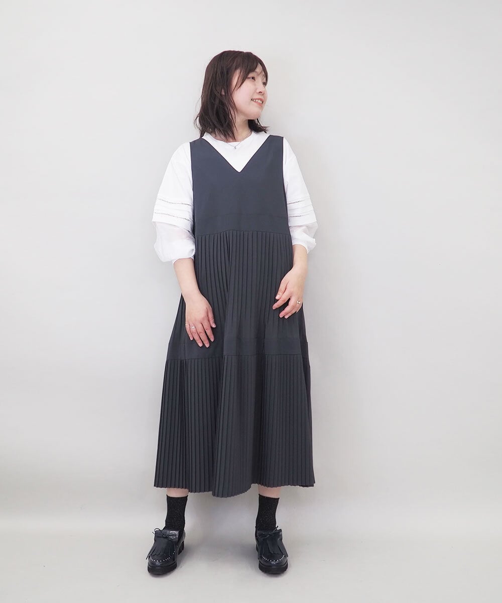 ZMKEE10098 al'aise modulation(アレーズモジュレーション) 異素材切り替えスリーブカットソー ホワイト