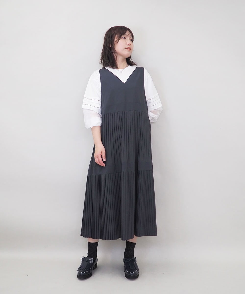 ZMKEE10098 al'aise modulation(アレーズモジュレーション) 異素材切り替えスリーブカットソー ホワイト