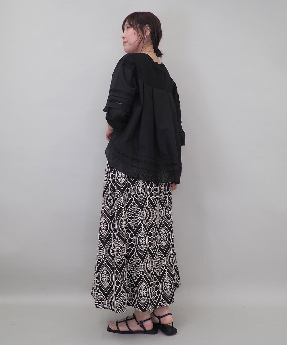 ZMKEE10098 al'aise modulation(アレーズモジュレーション) 異素材切り替えスリーブカットソー ブラック