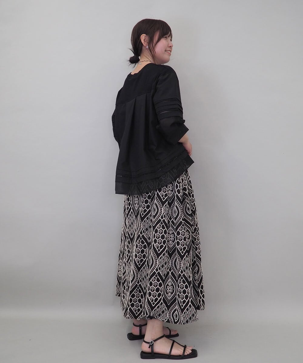 ZMKEE10098 al'aise modulation(アレーズモジュレーション) 異素材切り替えスリーブカットソー ブラック