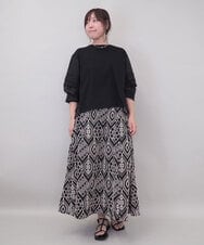 ZMKEE10098 al'aise modulation(アレーズモジュレーション) 異素材切り替えスリーブカットソー ブラック