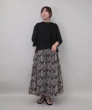 ZMKEE10098 al'aise modulation(アレーズモジュレーション) 異素材切り替えスリーブカットソー ブラック