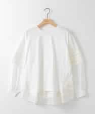 ZMKEE10098 al'aise modulation(アレーズモジュレーション) 異素材切り替えデザインスリーブカットソー ホワイト