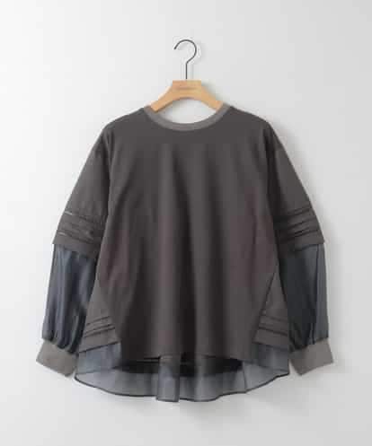 ZMKEE10098 al'aise modulation 異素材切り替えデザインスリーブカットソー