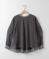 ZMKEE10098 al'aise modulation(アレーズモジュレーション) 異素材切り替えデザインスリーブカットソー ダークグレー