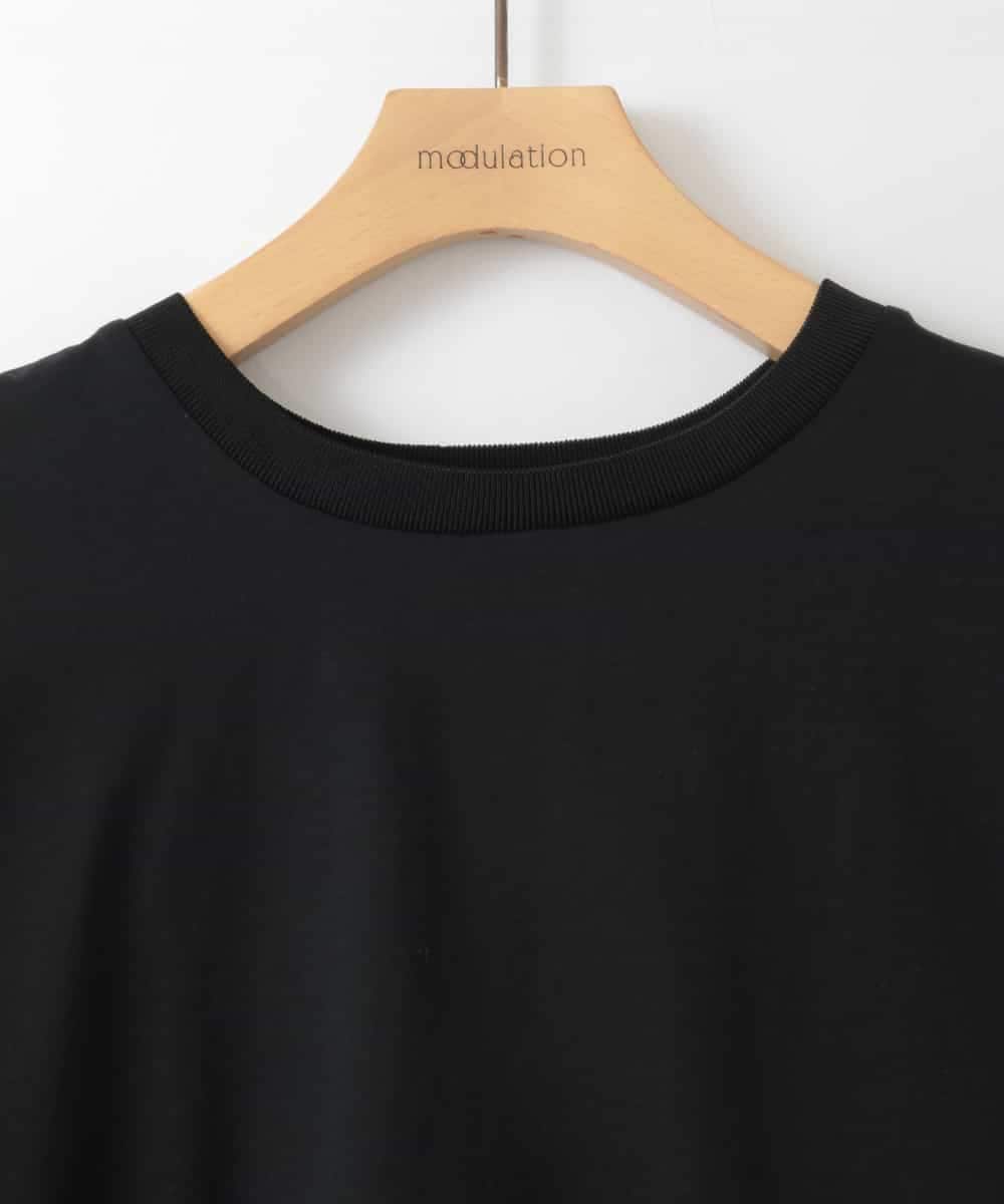 ZMKEE10098 al'aise modulation(アレーズモジュレーション) 異素材切り替えデザインスリーブカットソー ブラック