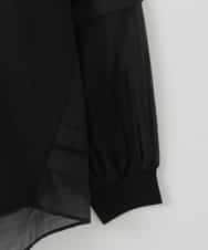 ZMKEE10098 al'aise modulation(アレーズモジュレーション) 異素材切り替えデザインスリーブカットソー ブラック