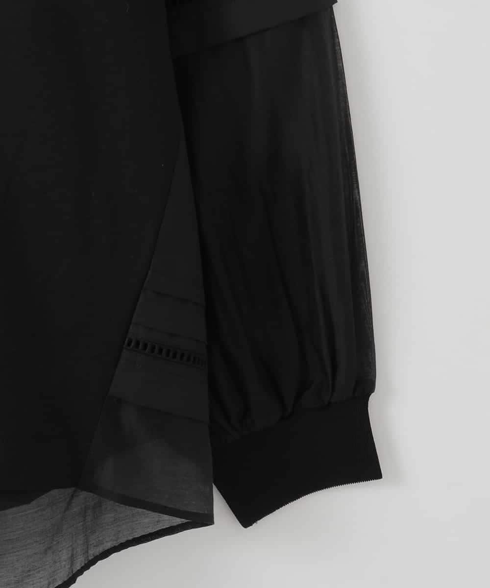 ZMKEE10098 al'aise modulation(アレーズモジュレーション) 異素材切り替えデザインスリーブカットソー ブラック