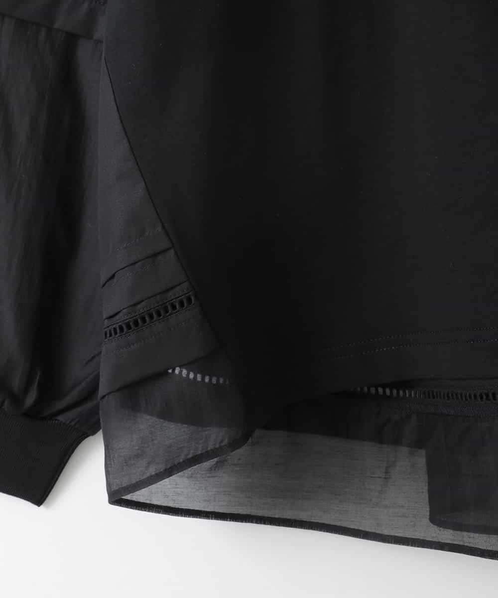 ZMKEE10098 al'aise modulation(アレーズモジュレーション) 異素材切り替えデザインスリーブカットソー ブラック