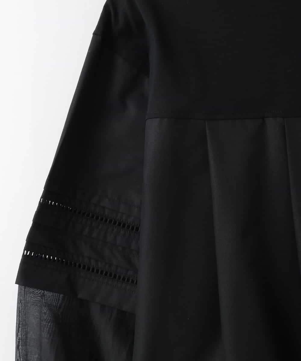 ZMKEE10098 al'aise modulation(アレーズモジュレーション) 異素材切り替えデザインスリーブカットソー ブラック