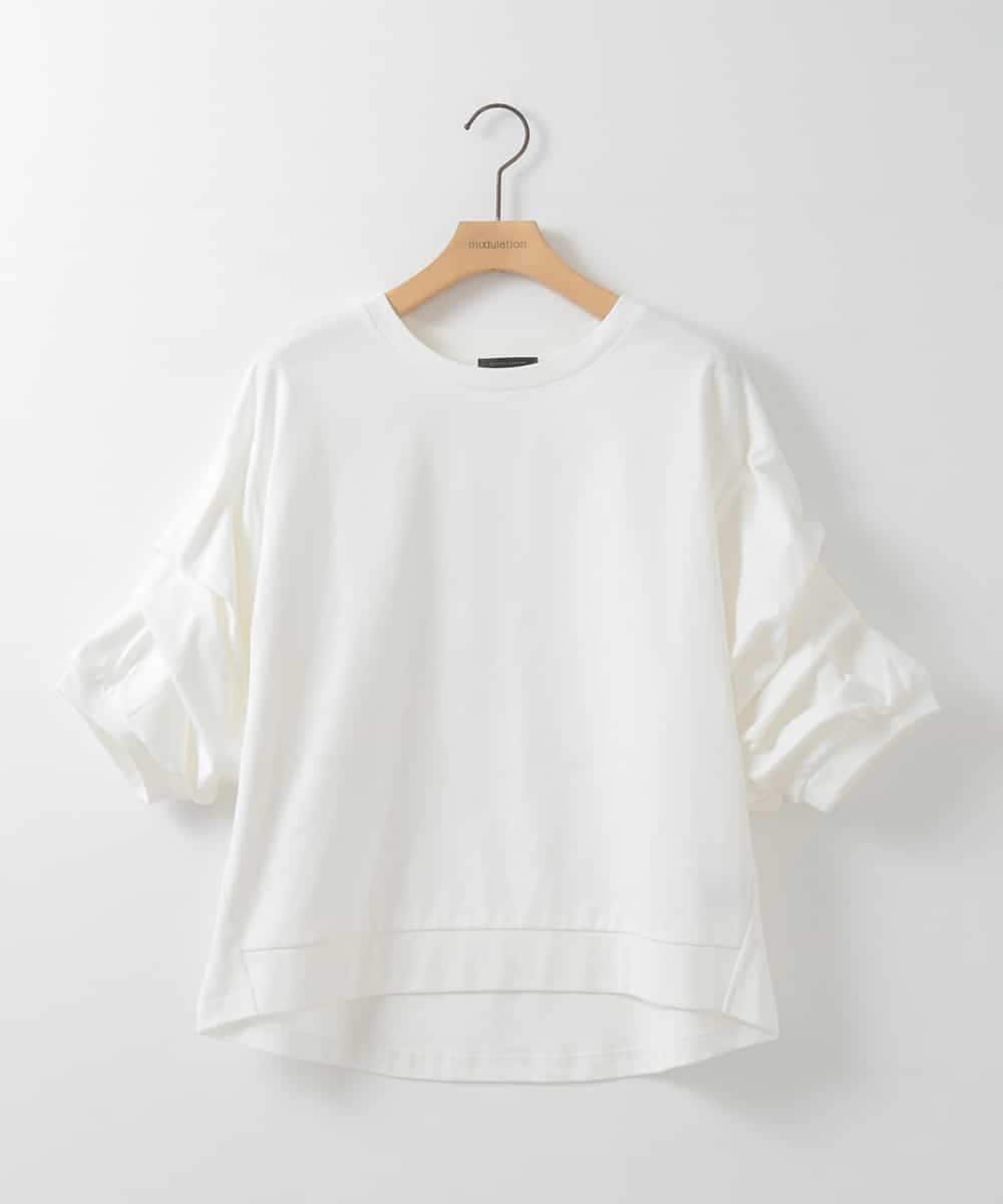 ZMKEE11089 al'aise modulation(アレーズモジュレーション) ボリューム袖カットソープルオーバー ホワイト