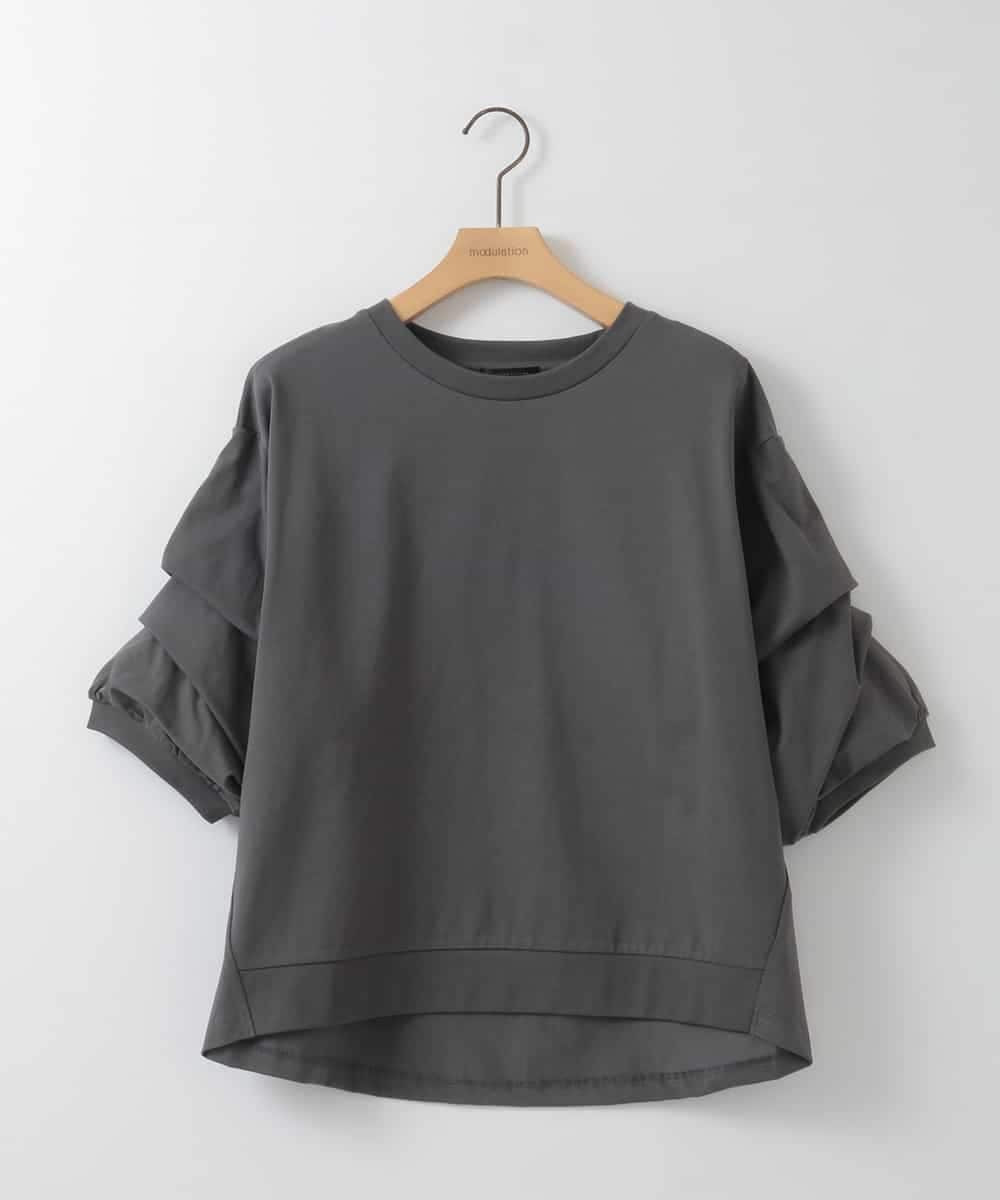 ZMKEE11089 al'aise modulation(アレーズモジュレーション) ボリューム袖カットソープルオーバー ダークグレー