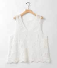 ZMKEE12098 al'aise modulation(アレーズモジュレーション) 【2WAY】シアーレース刺繍トップス ホワイト