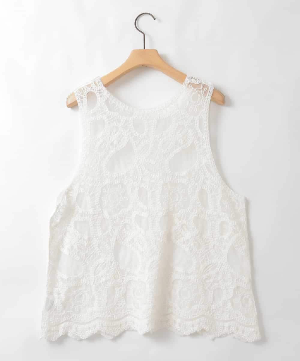 ZMKEE12098 al'aise modulation(アレーズモジュレーション) 【2WAY】シアーレース刺繍トップス ホワイト