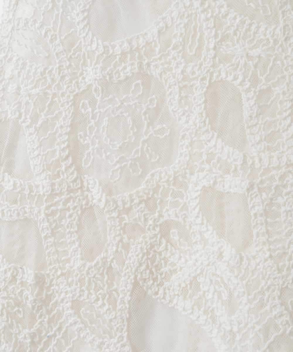 ZMKEE12098 al'aise modulation(アレーズモジュレーション) 【2WAY】シアーレース刺繍トップス ホワイト