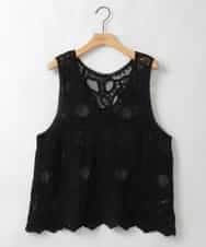 ZMKEE12098 al'aise modulation(アレーズモジュレーション) 【2WAY】シアーレース刺繍トップス ブラック