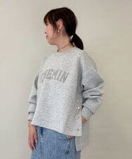 ZMKEE14098 al'aise modulation(アレーズモジュレーション) サガラ刺繍ダンボールニットプルオーバー ライトグレー