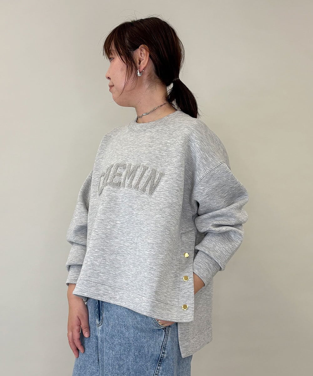 ZMKEE14098 al'aise modulation(アレーズモジュレーション) サガラ刺繍ダンボールニットプルオーバー ライトグレー