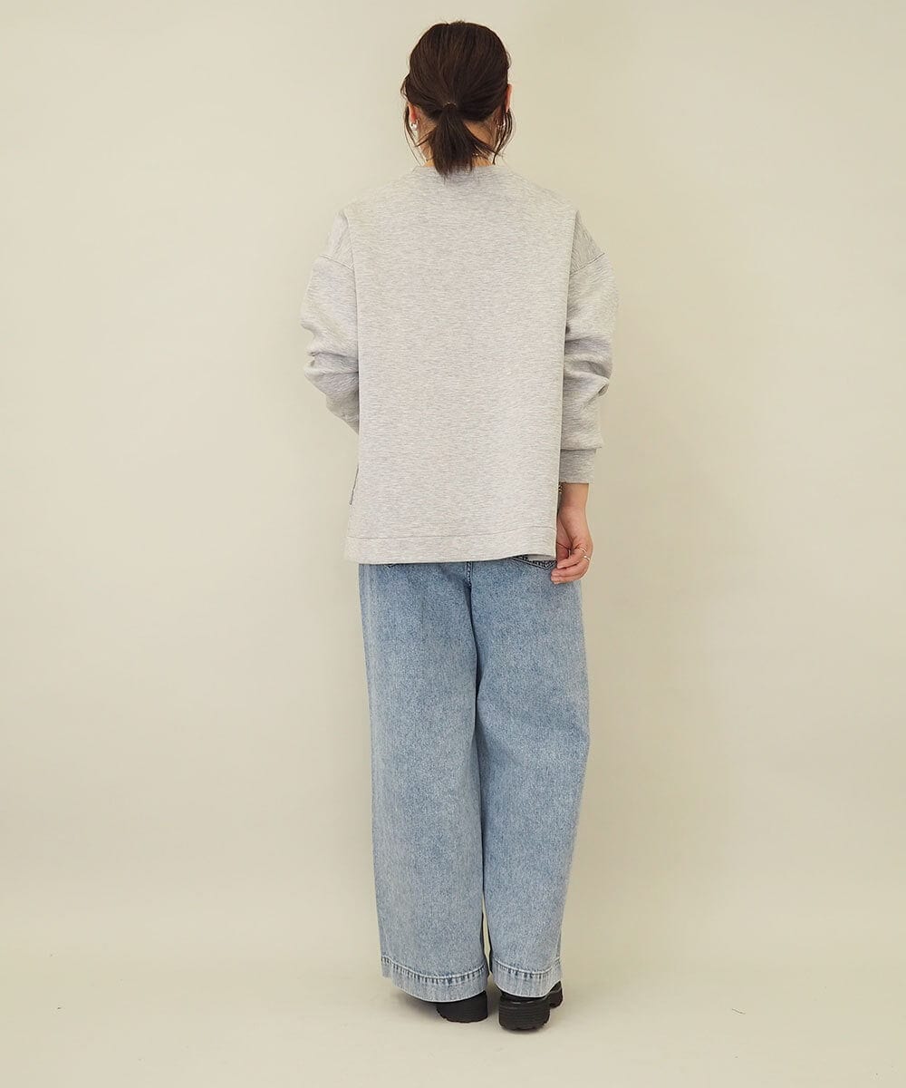 ZMKEE14098 al'aise modulation(アレーズモジュレーション) サガラ刺繍ダンボールニットプルオーバー ライトグレー