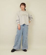 ZMKEE14098 al'aise modulation(アレーズモジュレーション) サガラ刺繍ダンボールニットプルオーバー ライトグレー