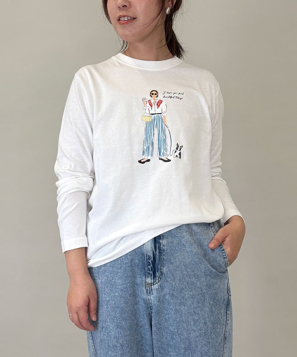 ZMKEE16090 al'aise modulation(アレーズモジュレーション) ガールプリントロングTシャツ ホワイト