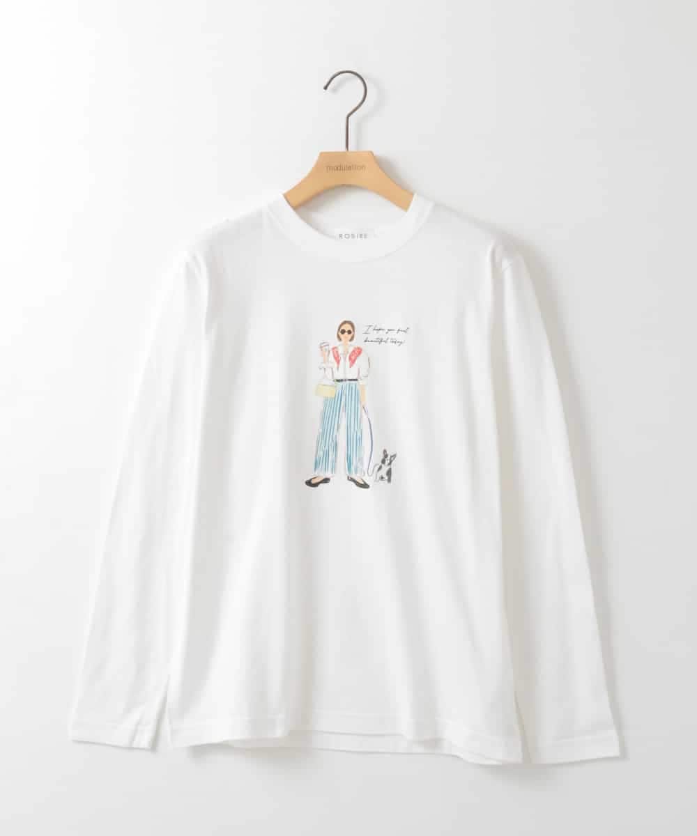 ZMKEE16090 al'aise modulation(アレーズモジュレーション) ガールプリントロングTシャツ ホワイト