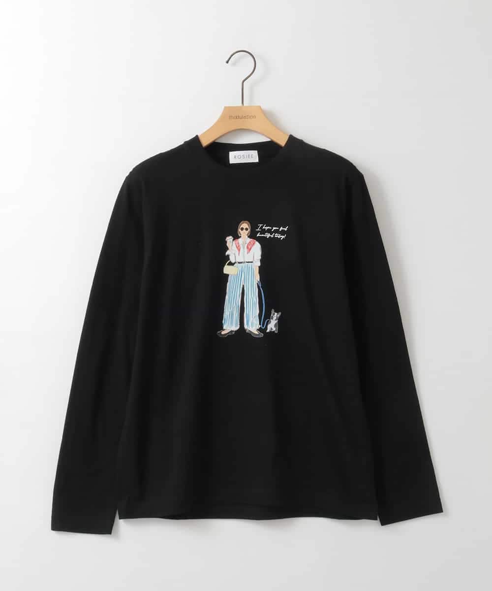 ZMKEE16090 al'aise modulation(アレーズモジュレーション) ガールプリントロングTシャツ ブラック