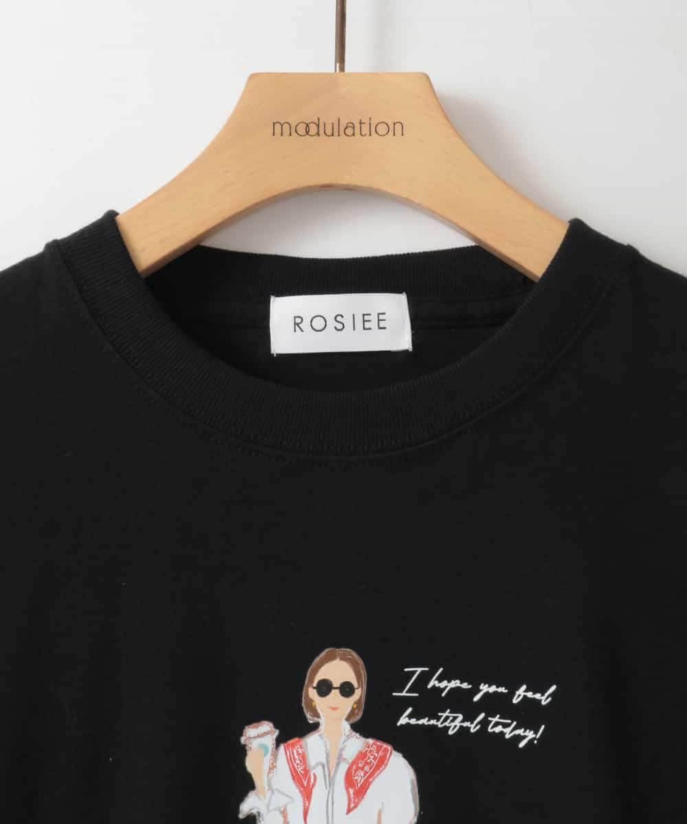 ZMKEE16090 al'aise modulation(アレーズモジュレーション) ガールプリントロングTシャツ ブラック