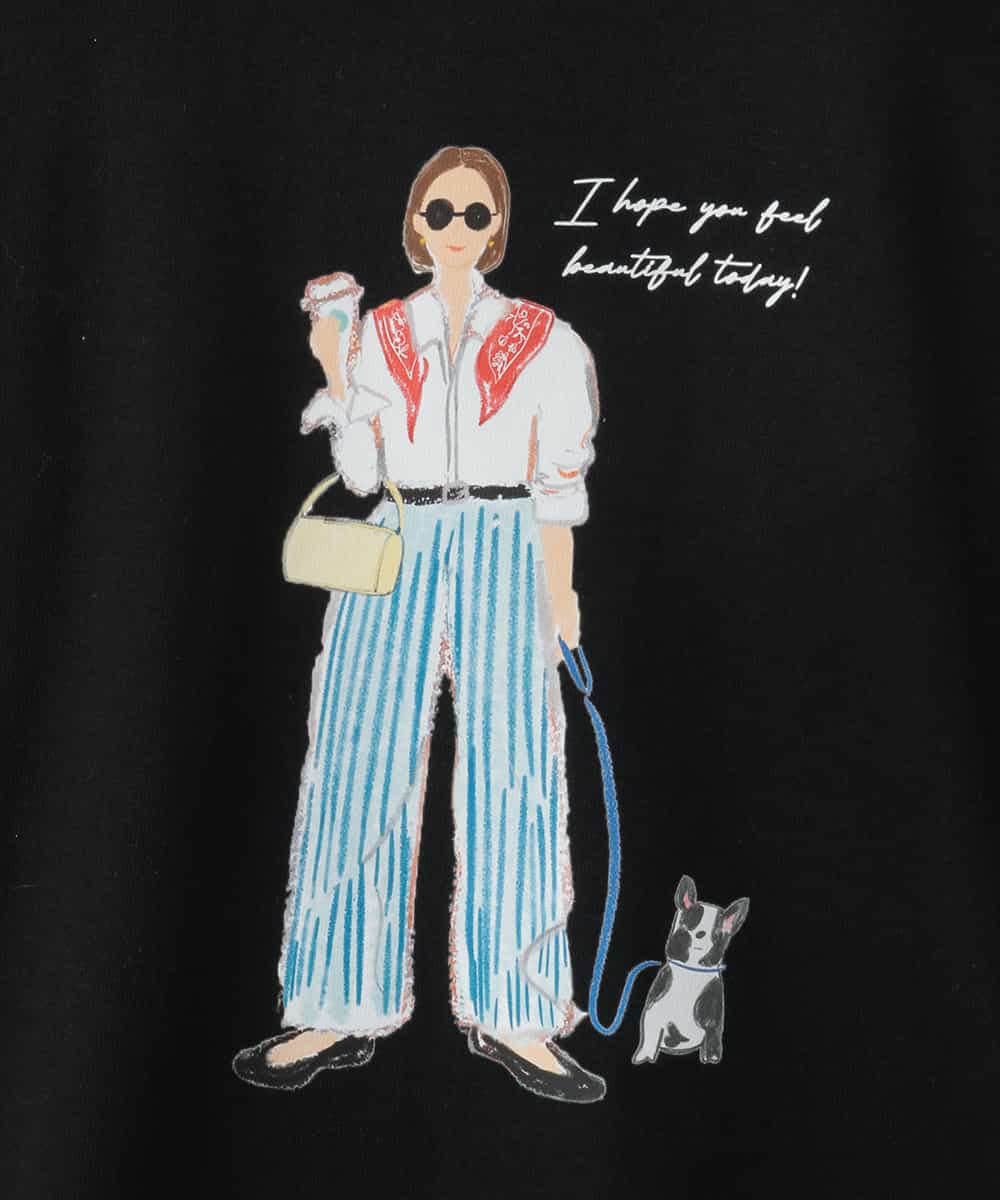 ZMKEE16090 al'aise modulation(アレーズモジュレーション) ガールプリントロングTシャツ ブラック