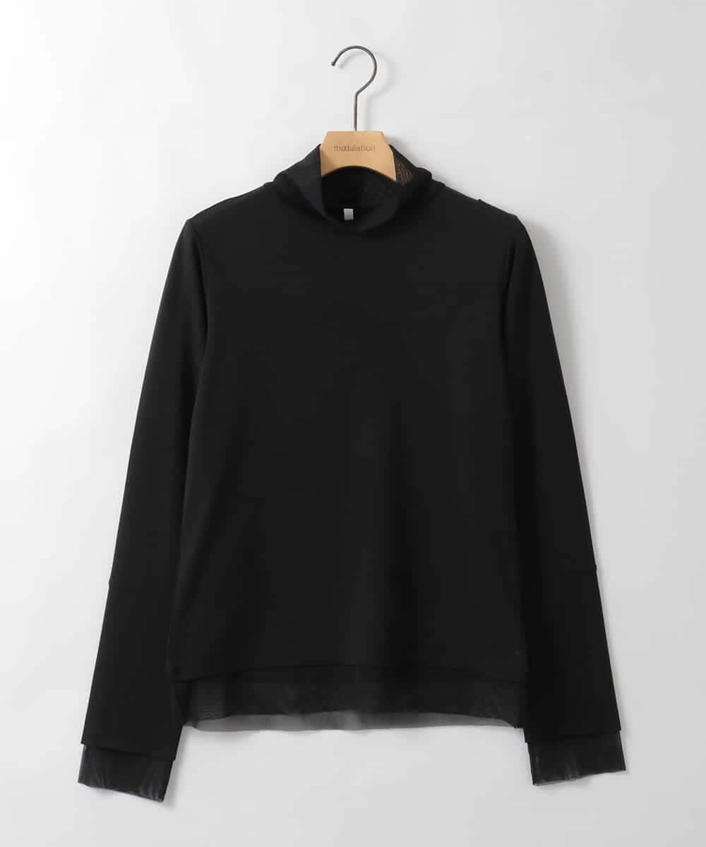 ZMKEE17069 al'aise modulation(アレーズモジュレーション) チュールジョイントインナーカットソー ブラック