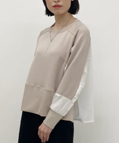ZMKET15089  【洗える】異素材ドッキングデザインプルオーバー