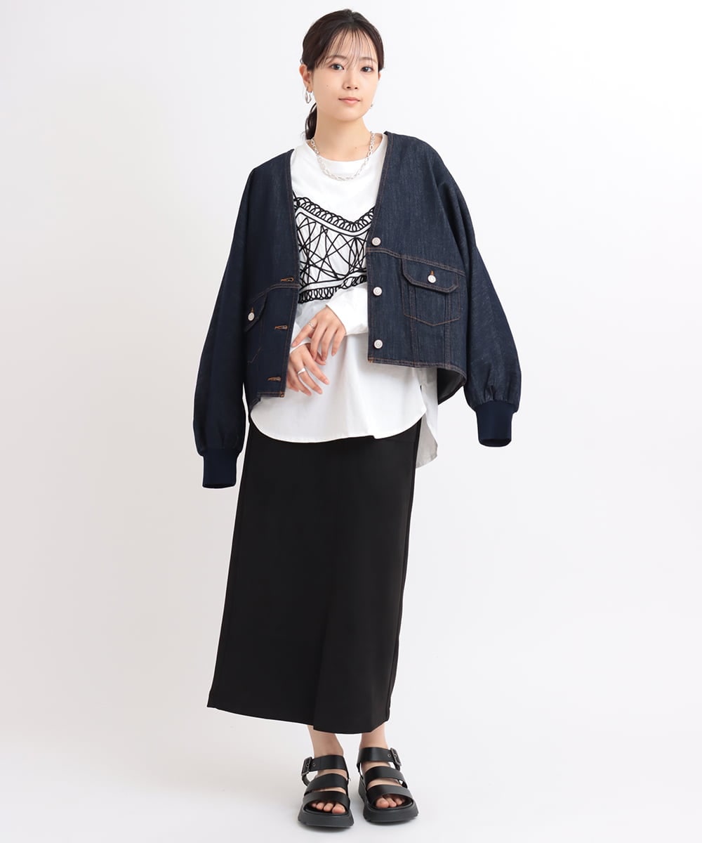 【セール】 ビスチェ風刺繍カットソー(カットソー・Tシャツ) | al'aise トップス