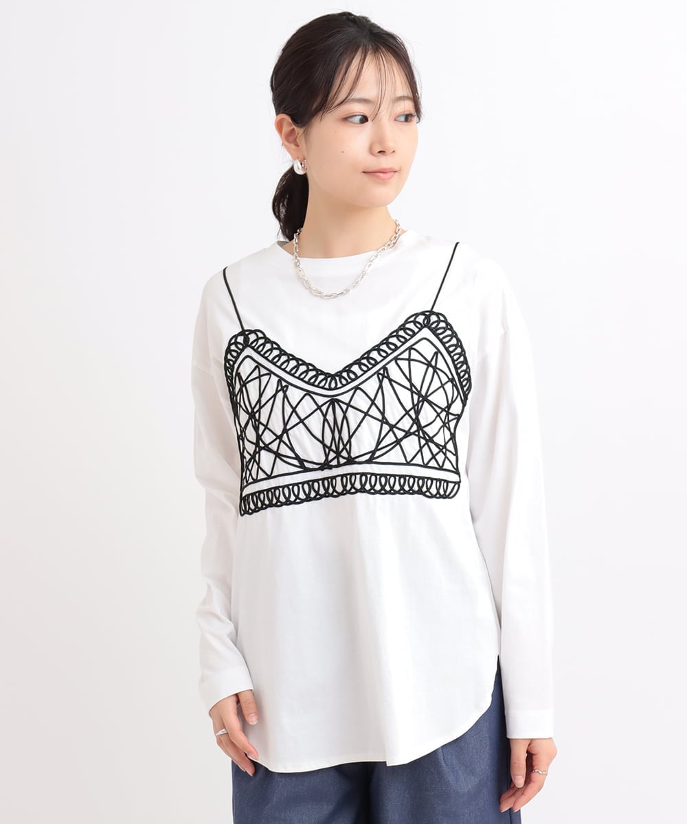 ビスチェ風刺繍カットソー(カットソー・Tシャツ) | al'aise