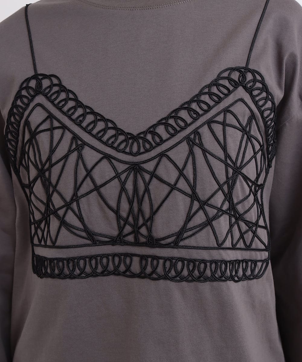 ビスチェ風刺繍カットソー(カットソー・Tシャツ) | al'aise