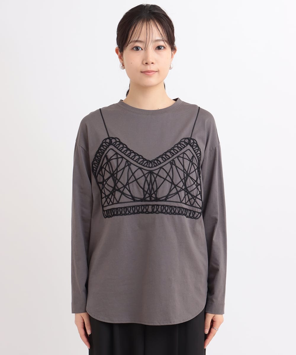 ビスチェ風刺繍カットソー(カットソー・Tシャツ) | al'aise
