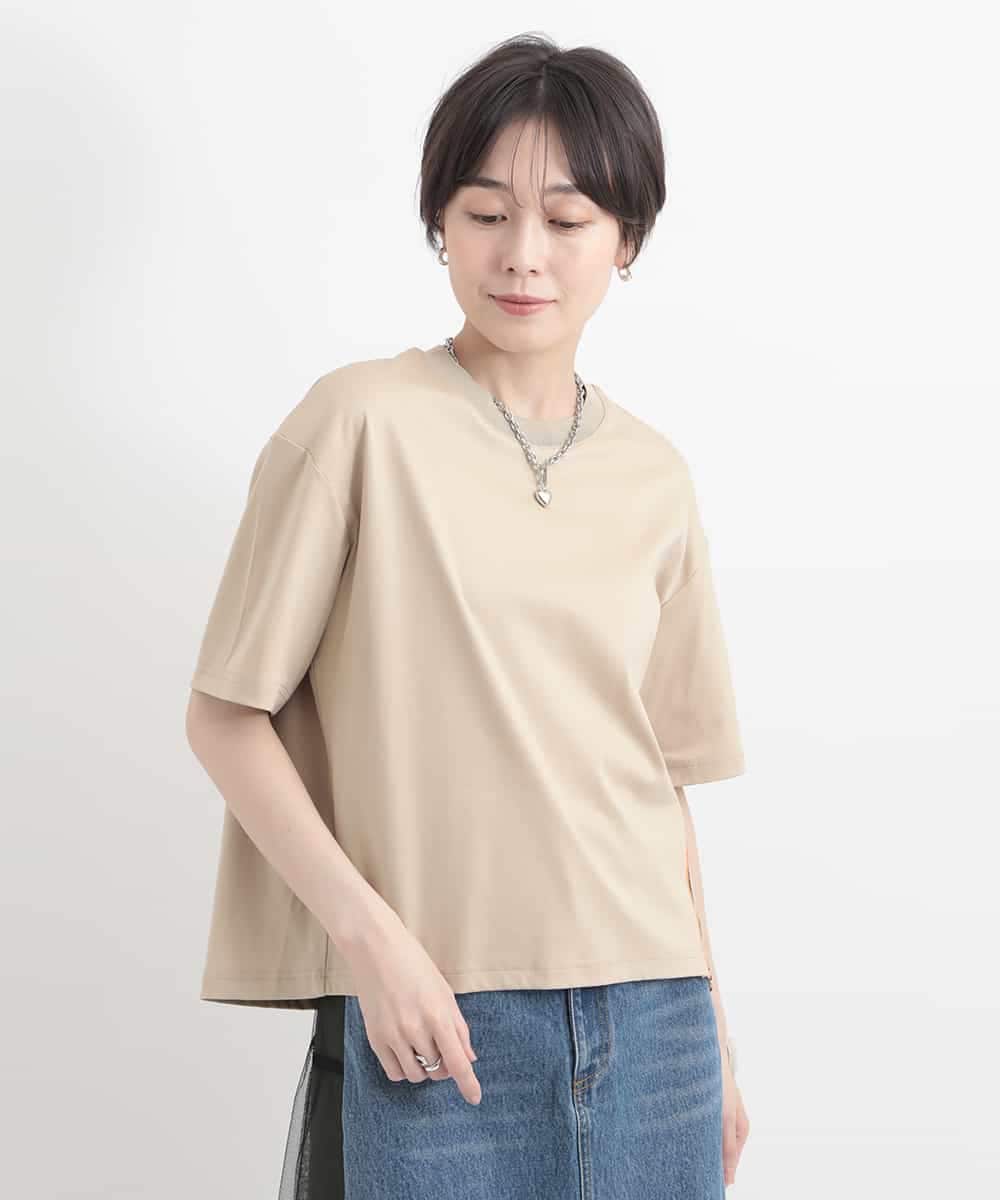 ZMKGB26119 al'aise modulation(アレーズモジュレーション) 【洗える】配色リブジップデザインTシャツ ベージュ