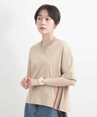 al’aise modulation(アレーズモジュレーション) 【洗える】配色リブジップデザインTシャツ ベージュ 38