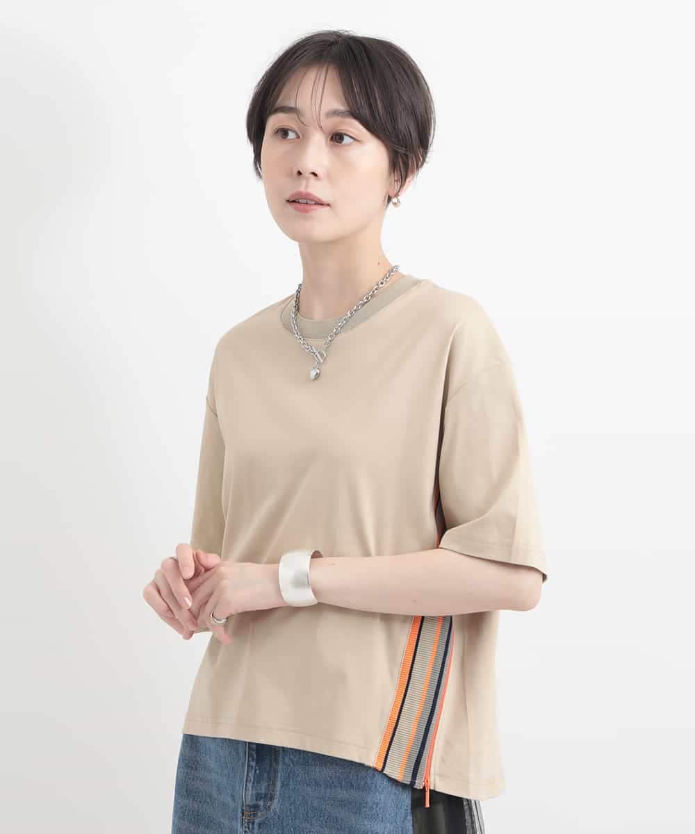 ZMKGB26119 al'aise modulation 【洗える】配色リブジップデザインTシャツ