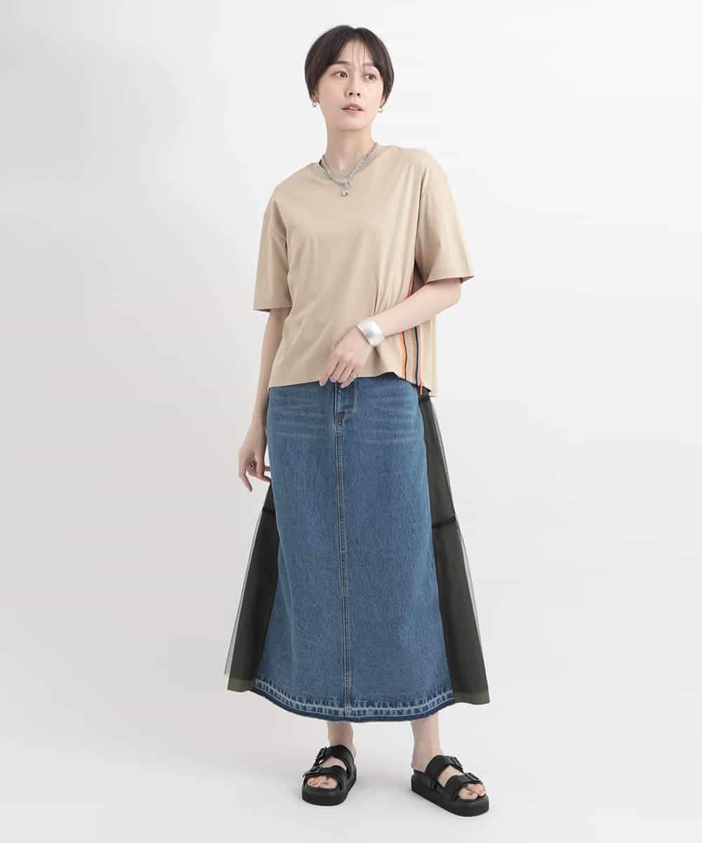 ZMKGB26119 al'aise modulation(アレーズモジュレーション) 【洗える】配色リブジップデザインTシャツ ベージュ