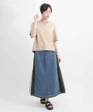 ZMKGB26119 al'aise modulation(アレーズモジュレーション) 【洗える】配色リブジップデザインTシャツ ベージュ