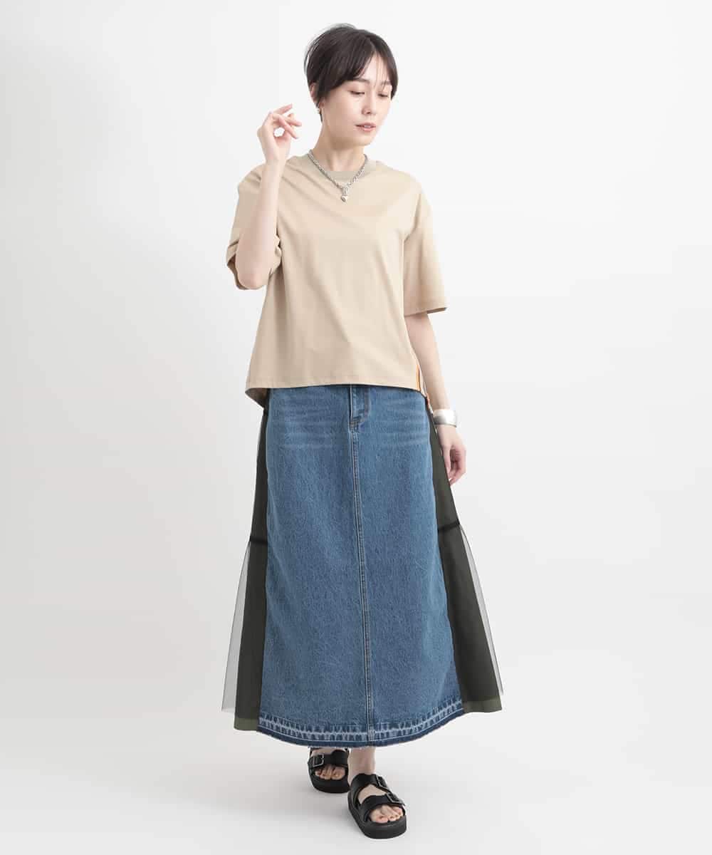 ZMKGB26119 al'aise modulation(アレーズモジュレーション) 【洗える】配色リブジップデザインTシャツ ベージュ