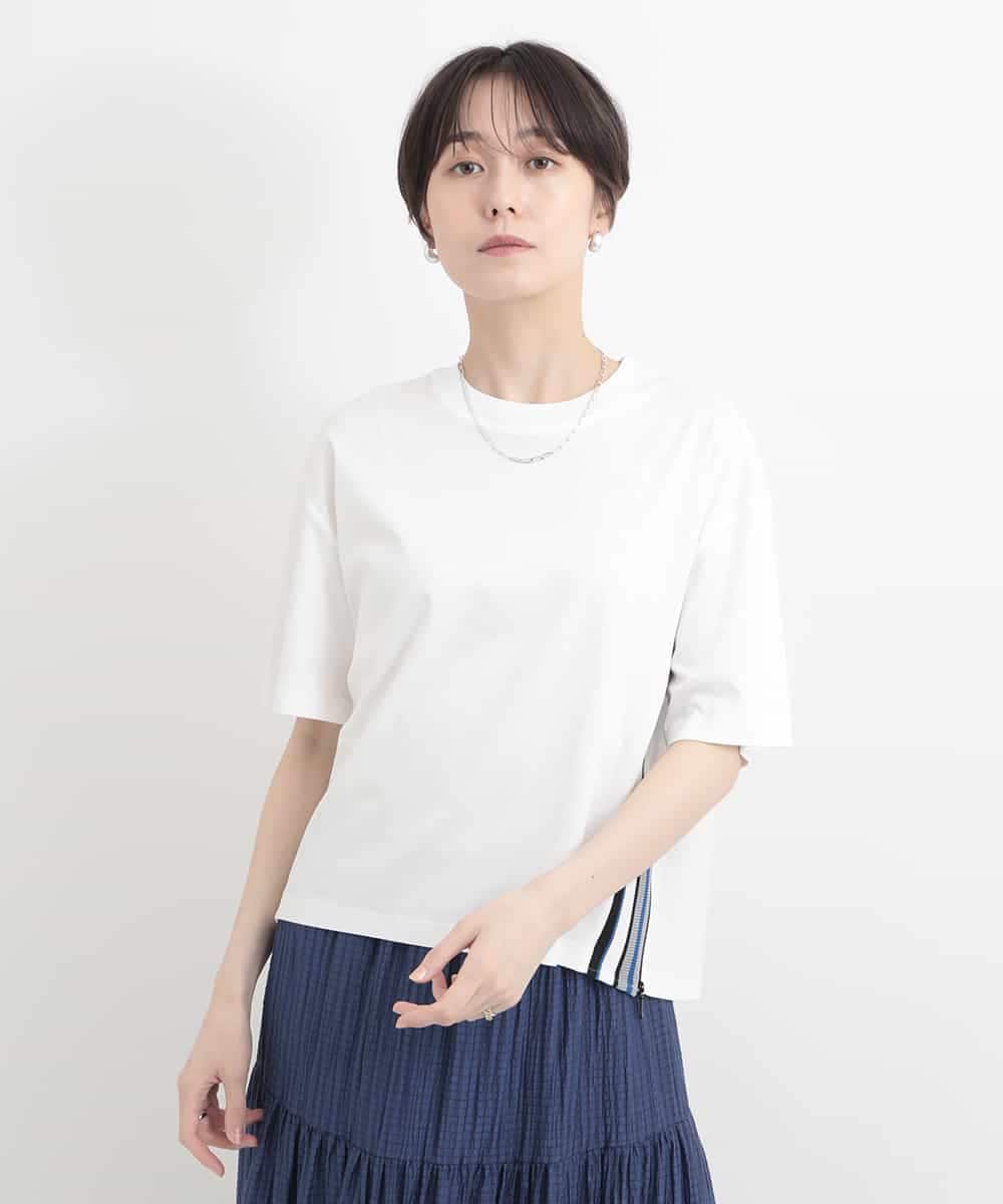 ZMKGB26119 al'aise modulation(アレーズモジュレーション) 【洗える】配色リブジップデザインTシャツ ホワイト