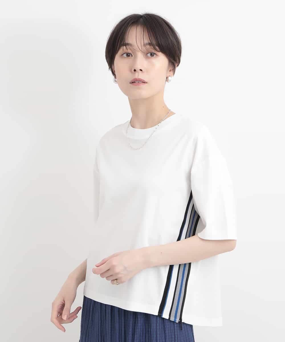 ZMKGB26119 al'aise modulation(アレーズモジュレーション) 【洗える】配色リブジップデザインTシャツ ホワイト