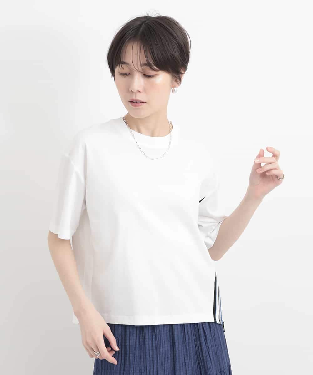 ZMKGB26119 al'aise modulation(アレーズモジュレーション) 【洗える】配色リブジップデザインTシャツ ホワイト