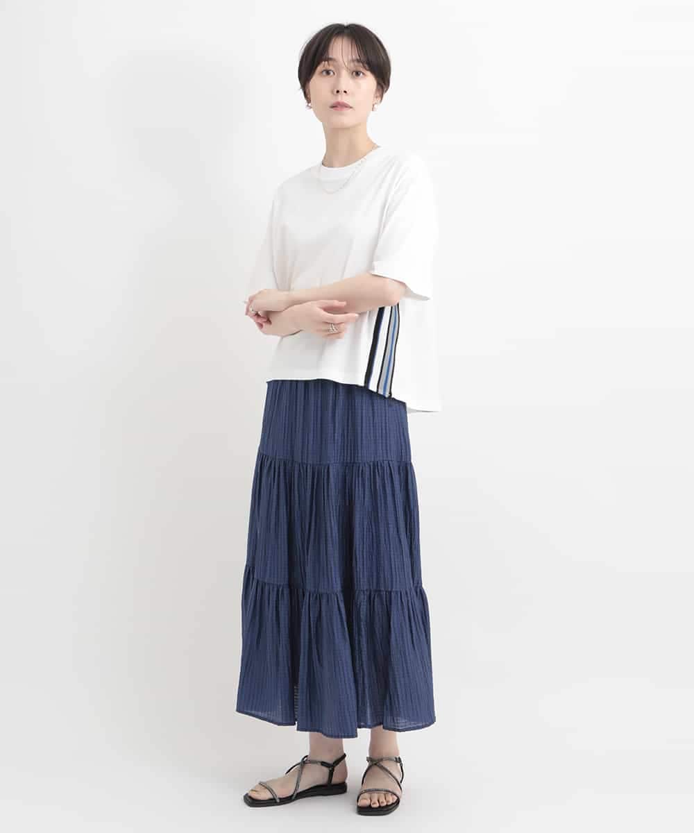 ZMKGB26119 al'aise modulation(アレーズモジュレーション) 【洗える】配色リブジップデザインTシャツ ホワイト